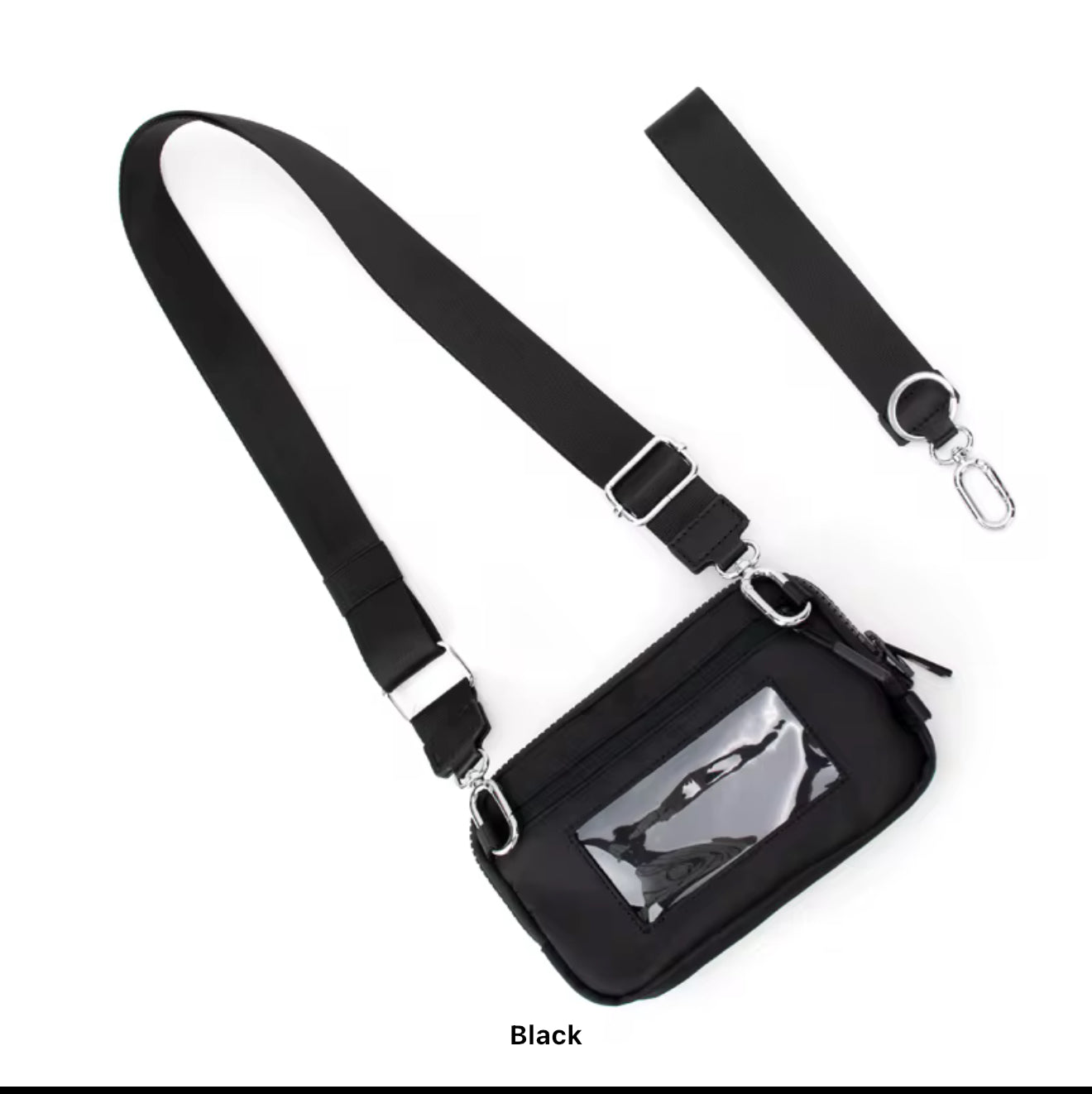 Nylon Crossbody Wallet/Wristlet - Black