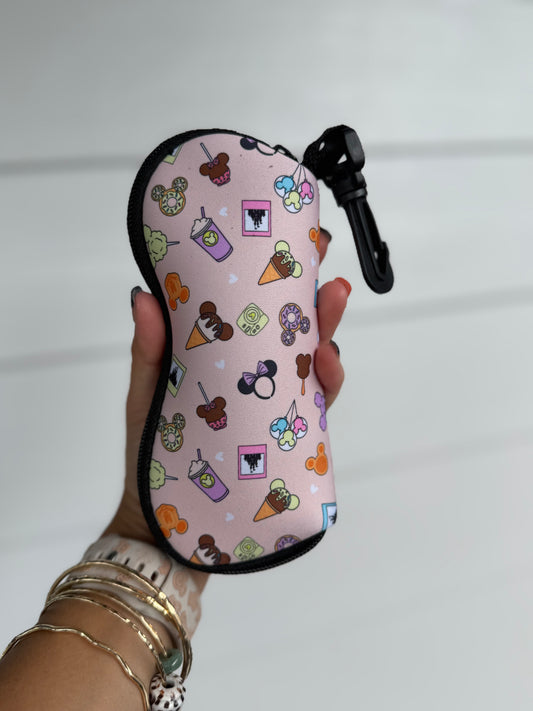 Neoprene Eyeglass Case w/Clip - Snacks Pink