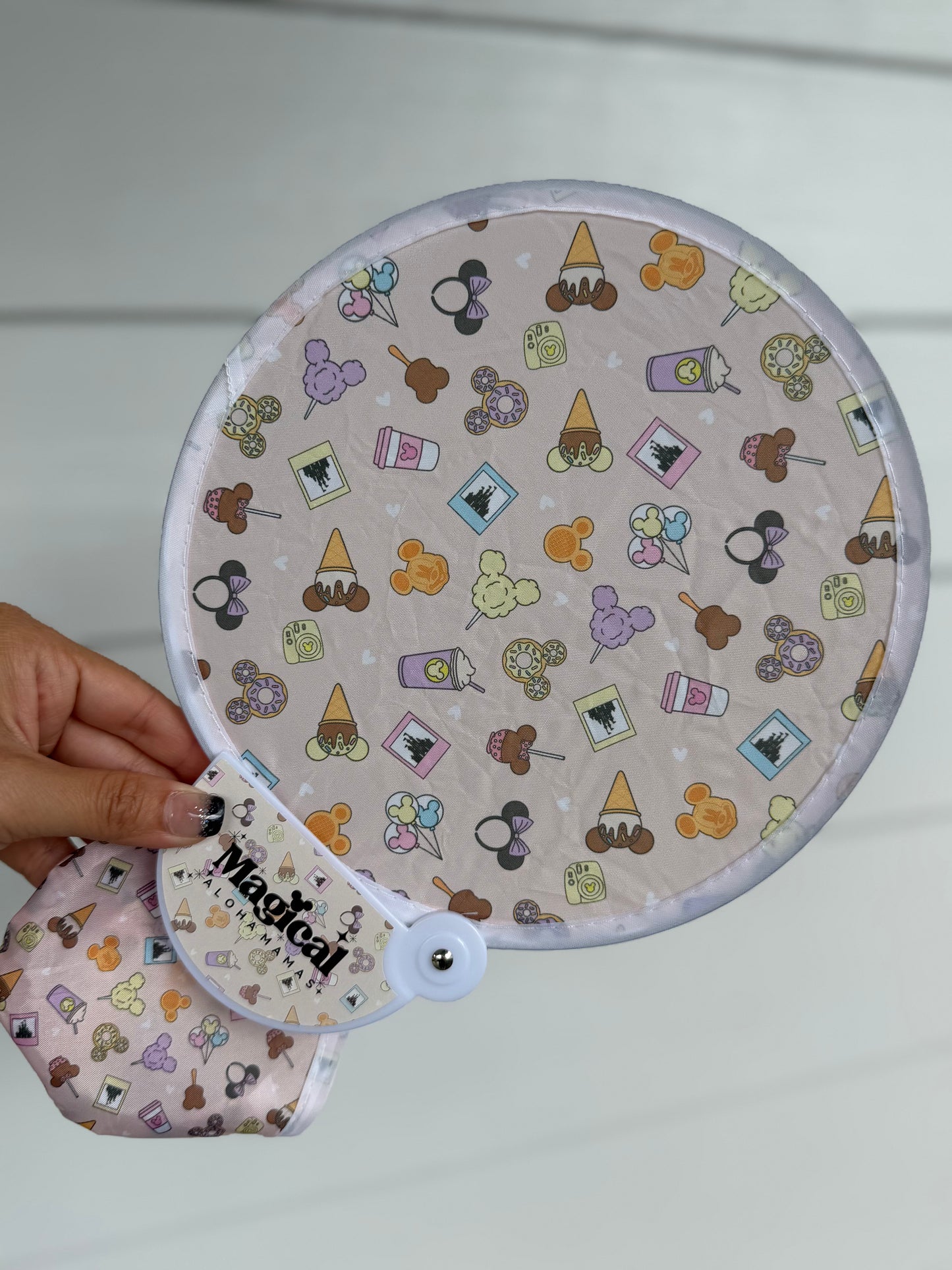 Compact Travel Fans - Snacks Pink