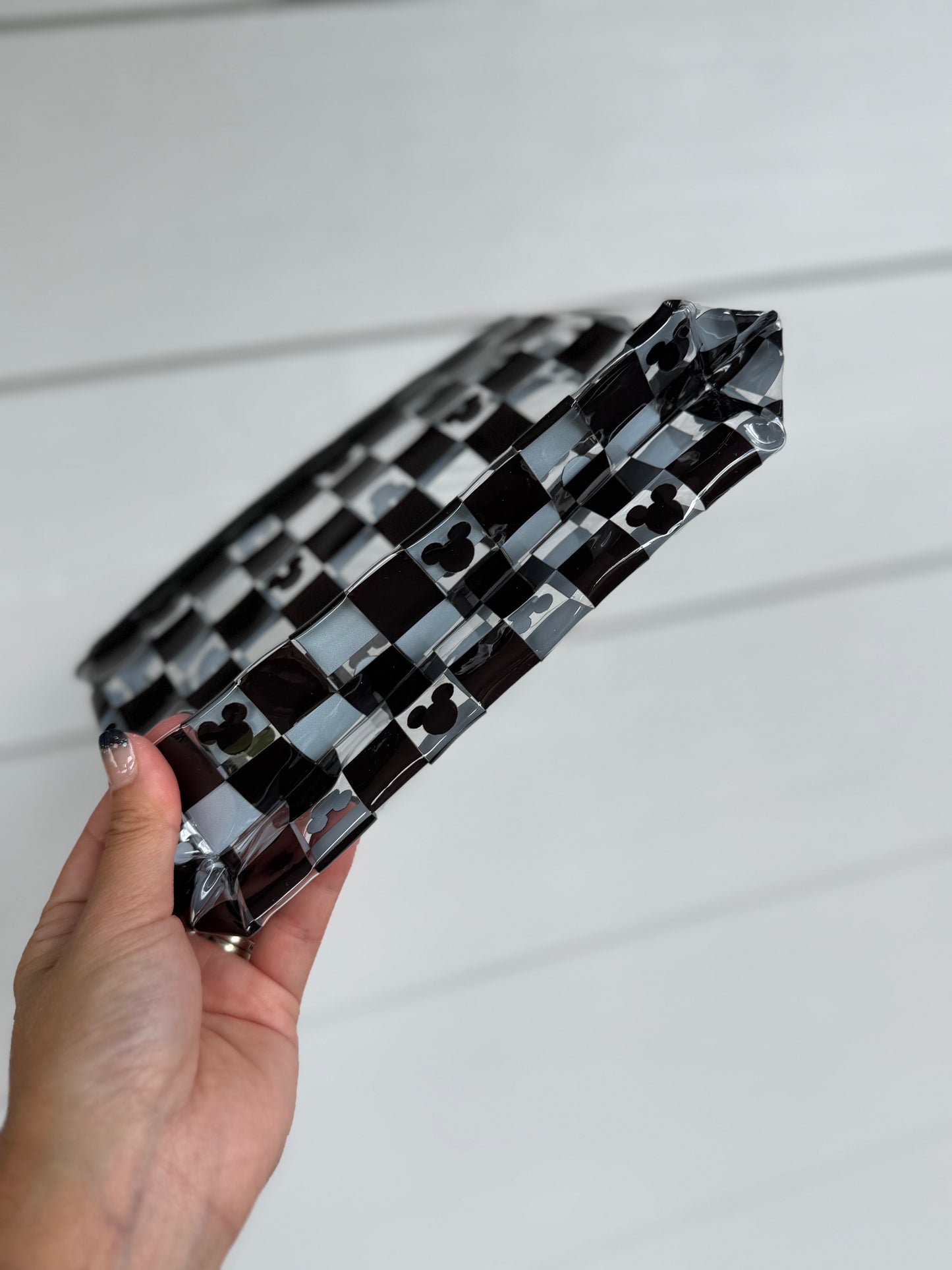 Transparent Zipper Pouch - Black/White Mickey