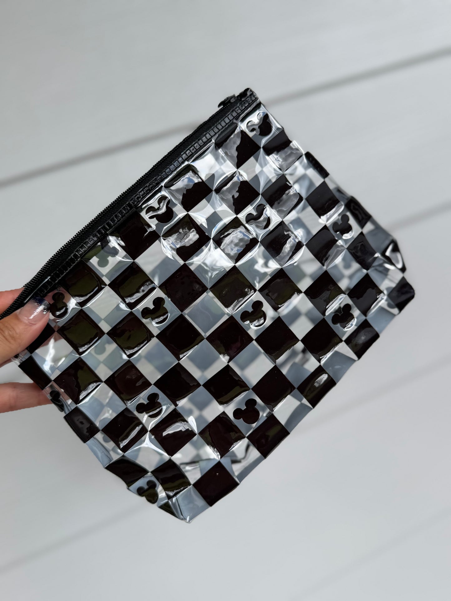 Transparent Zipper Pouch - Black/White Mickey