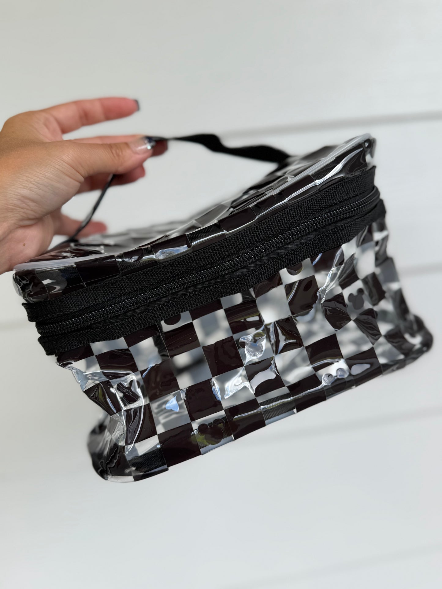 Transparent Accessories Bag - Black/White Mickey