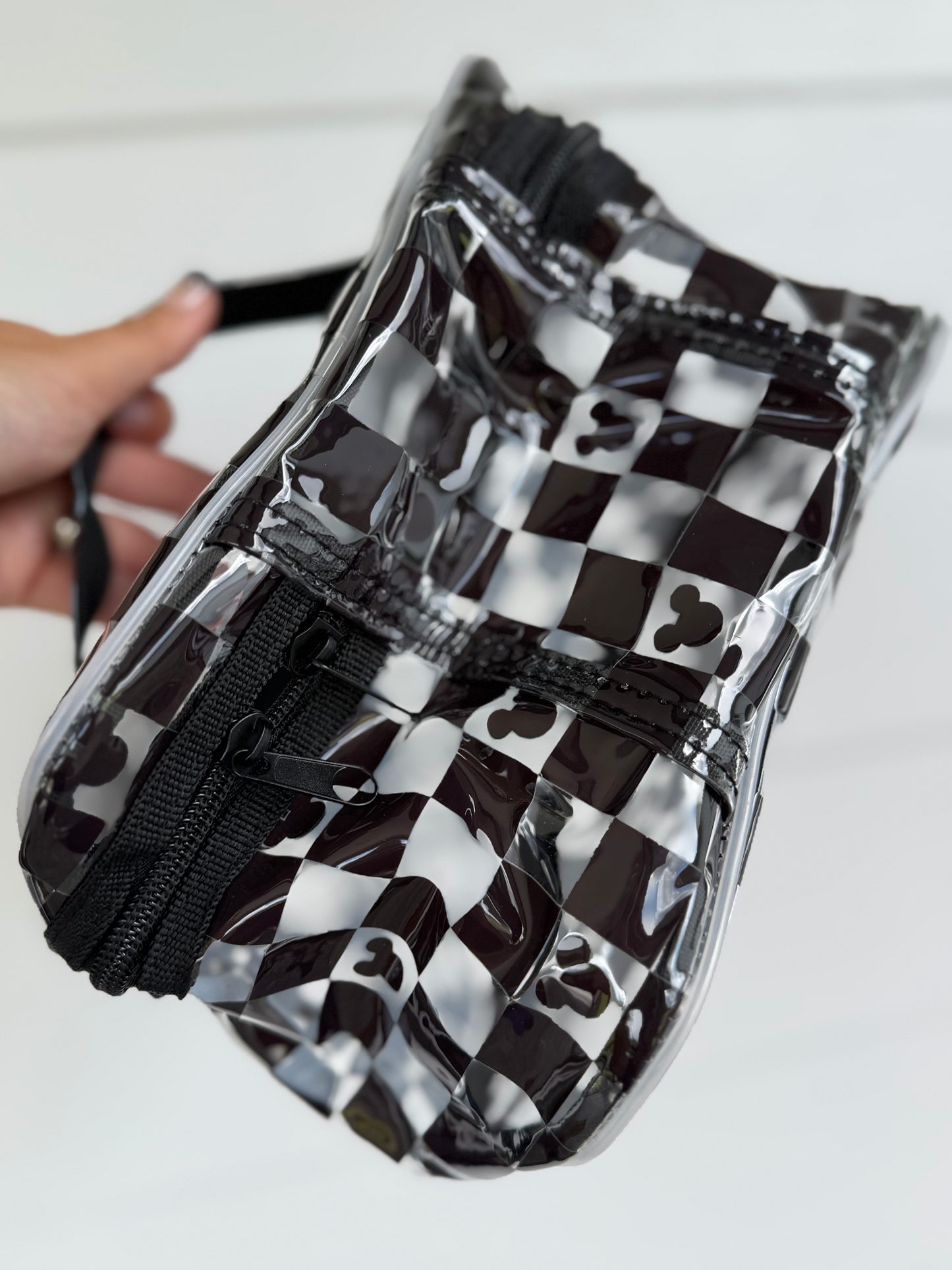 Transparent Accessories Bag - Black/White Mickey