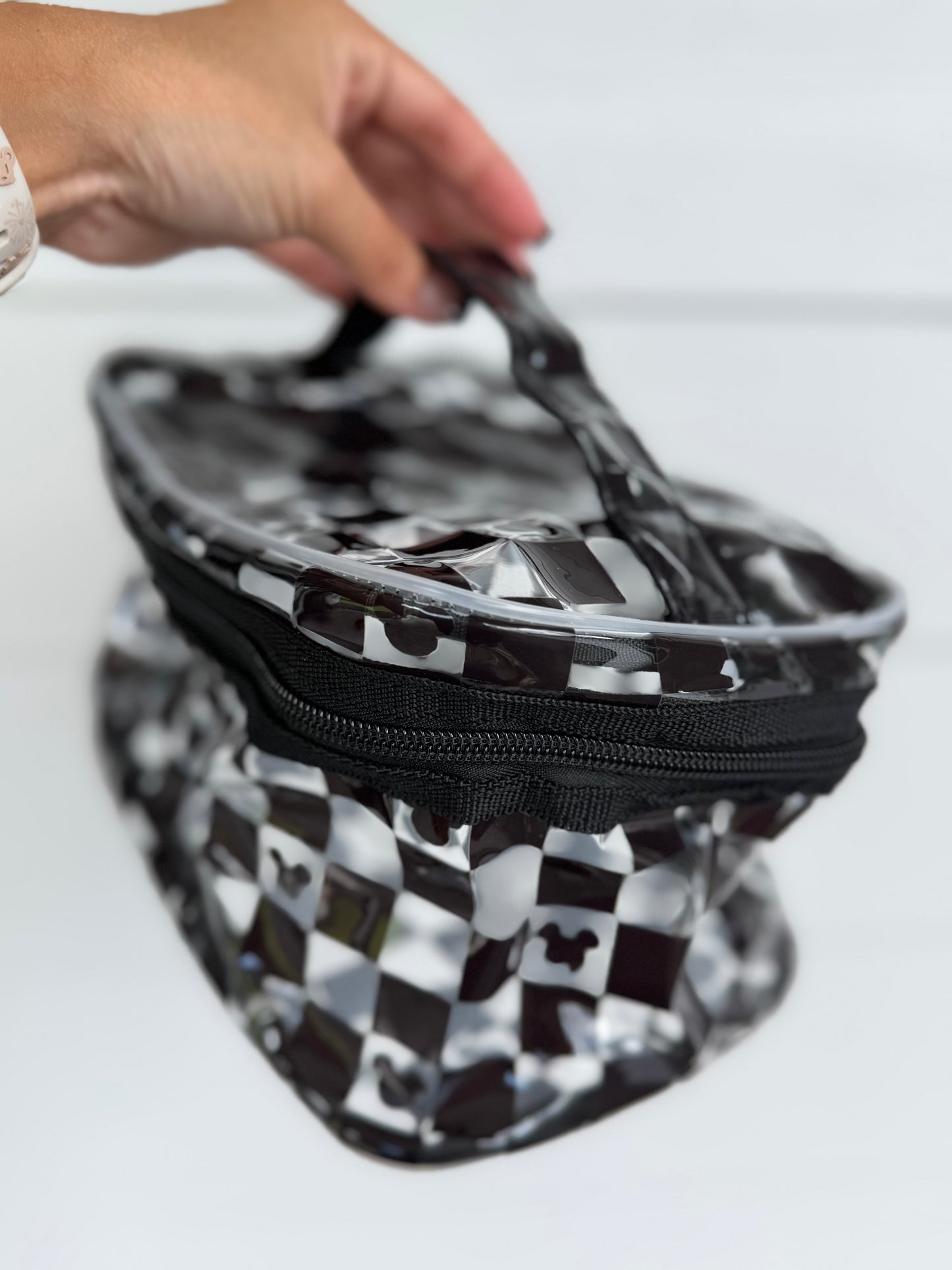 Transparent Accessories Bag - Black/White Mickey
