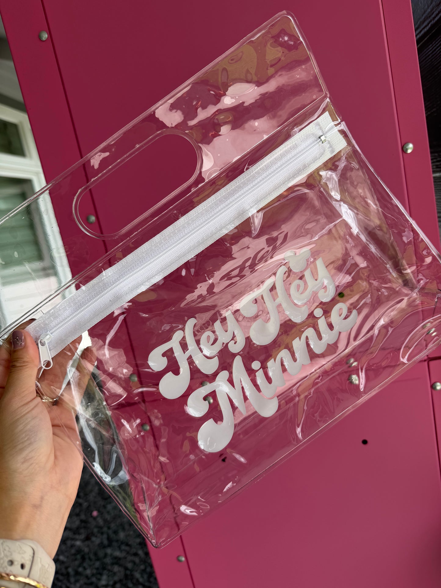 Hey Hey Minnie White Clear Accessories Bag