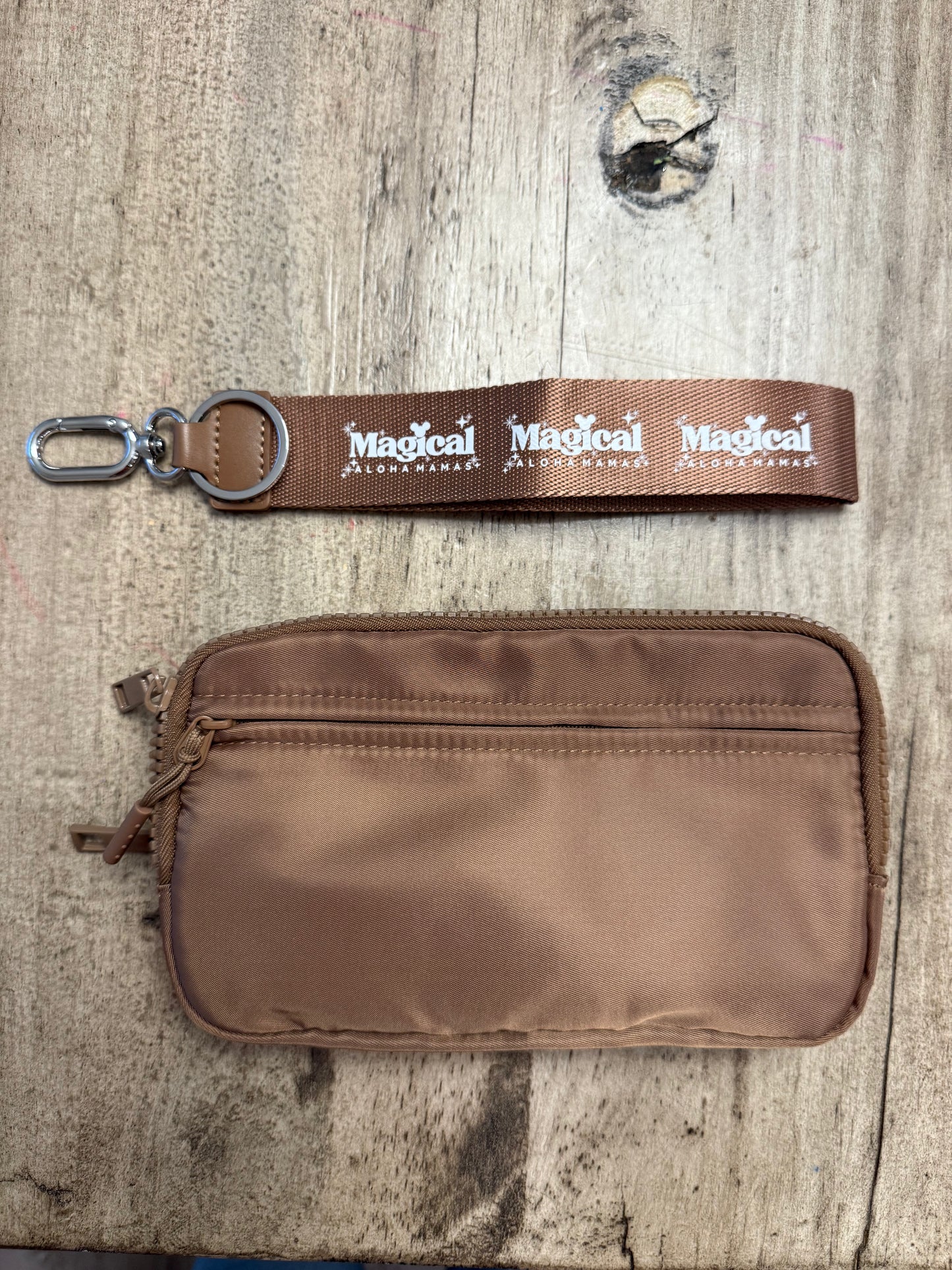 Nylon Crossbody Wallet/Wristlet - Brown