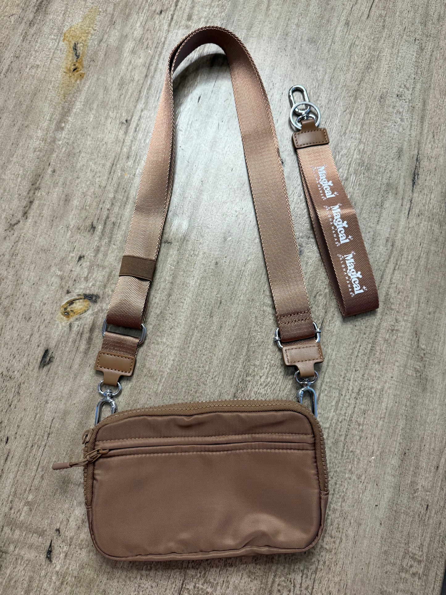 Nylon Crossbody Wallet/Wristlet - Brown