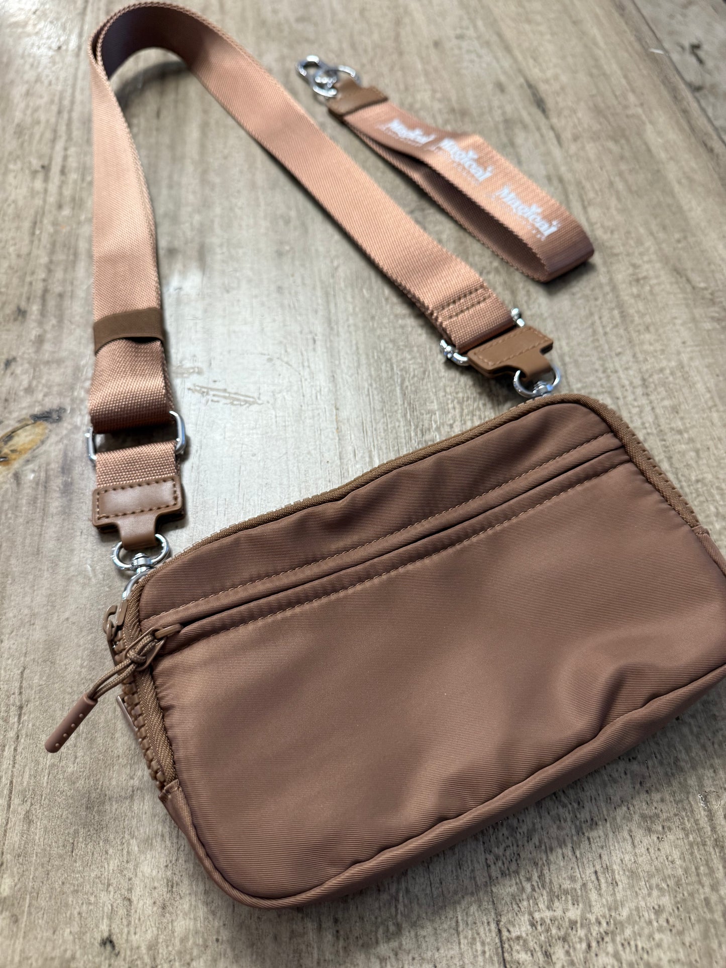 Nylon Crossbody Wallet/Wristlet - Brown