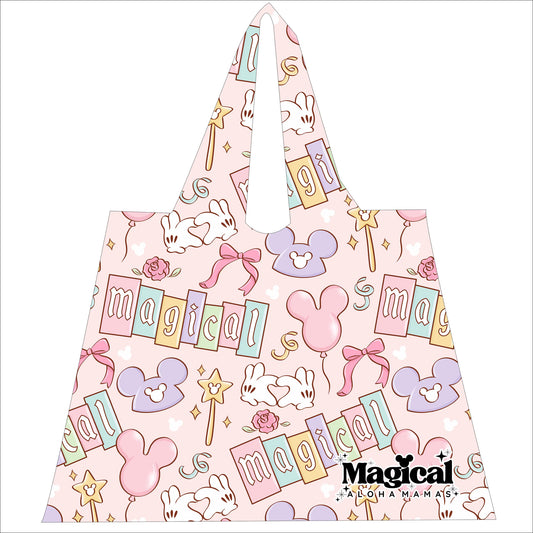 Ripstop Nylon Foldable Reusable Bag - Magical Pink