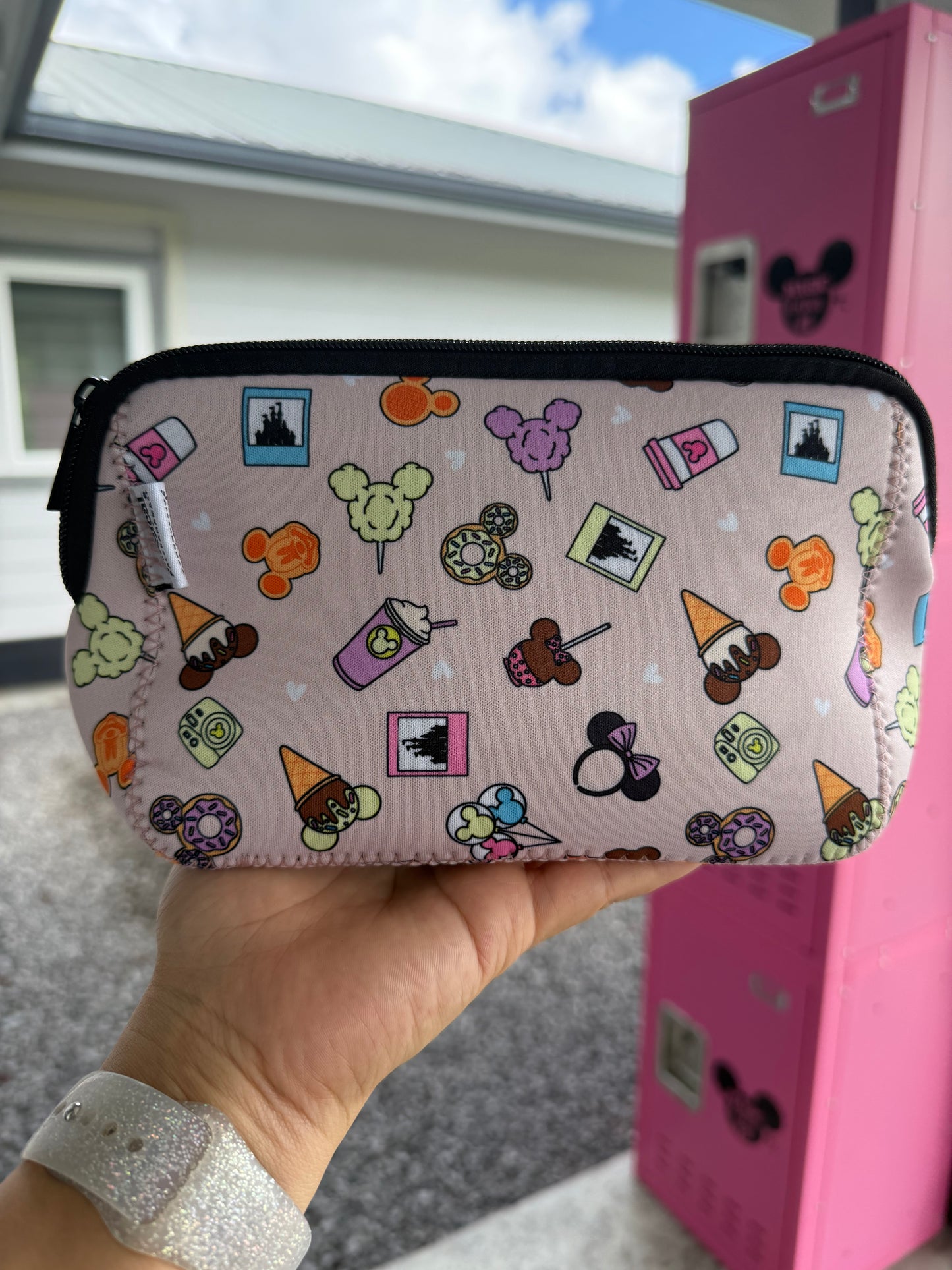 Neoprene Zipper Pouch - Snacks Pink