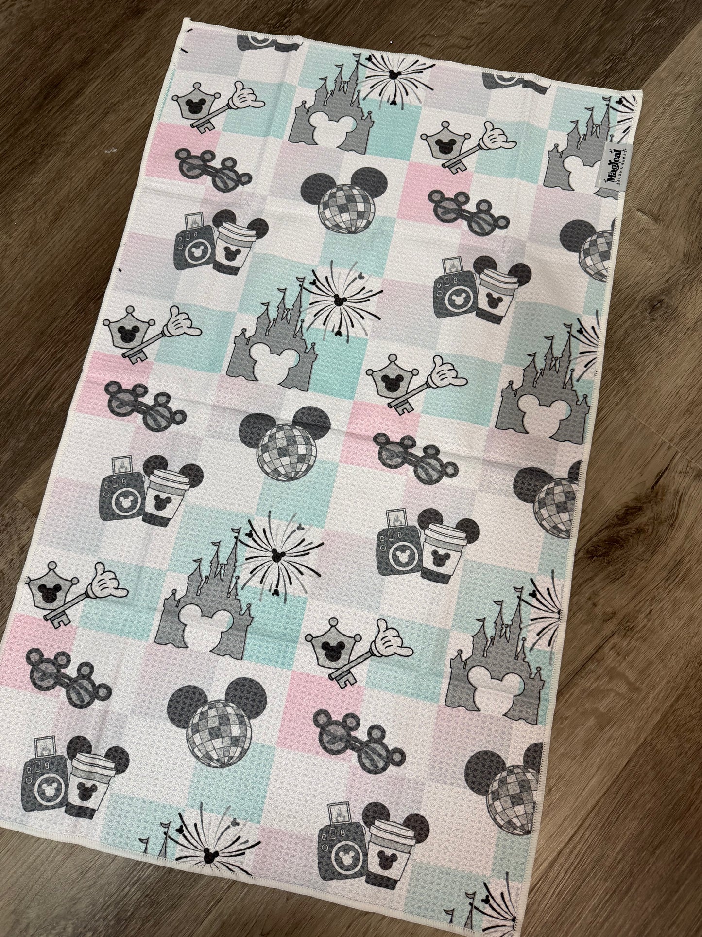 Microfiber Waffle Tea Towel - Main Street Magic Rainbow