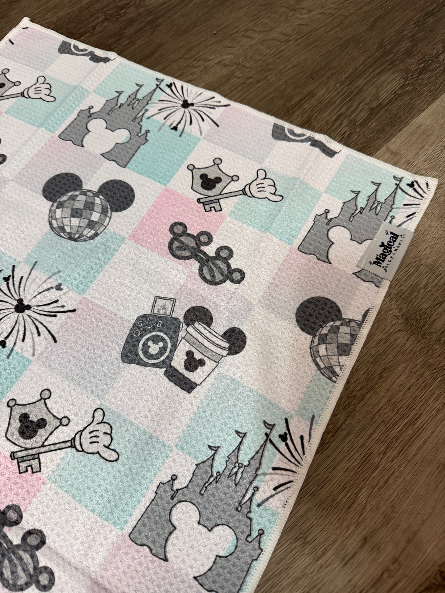 Microfiber Waffle Tea Towel - Main Street Magic Rainbow