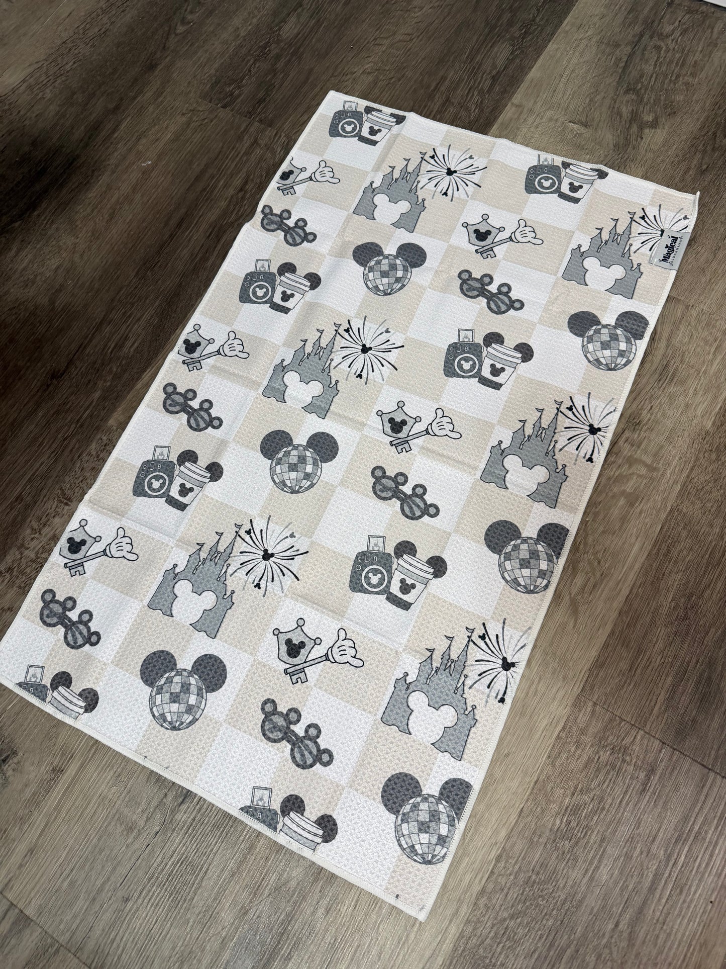 Microfiber Waffle Tea Towel - Main Street Magic Beige