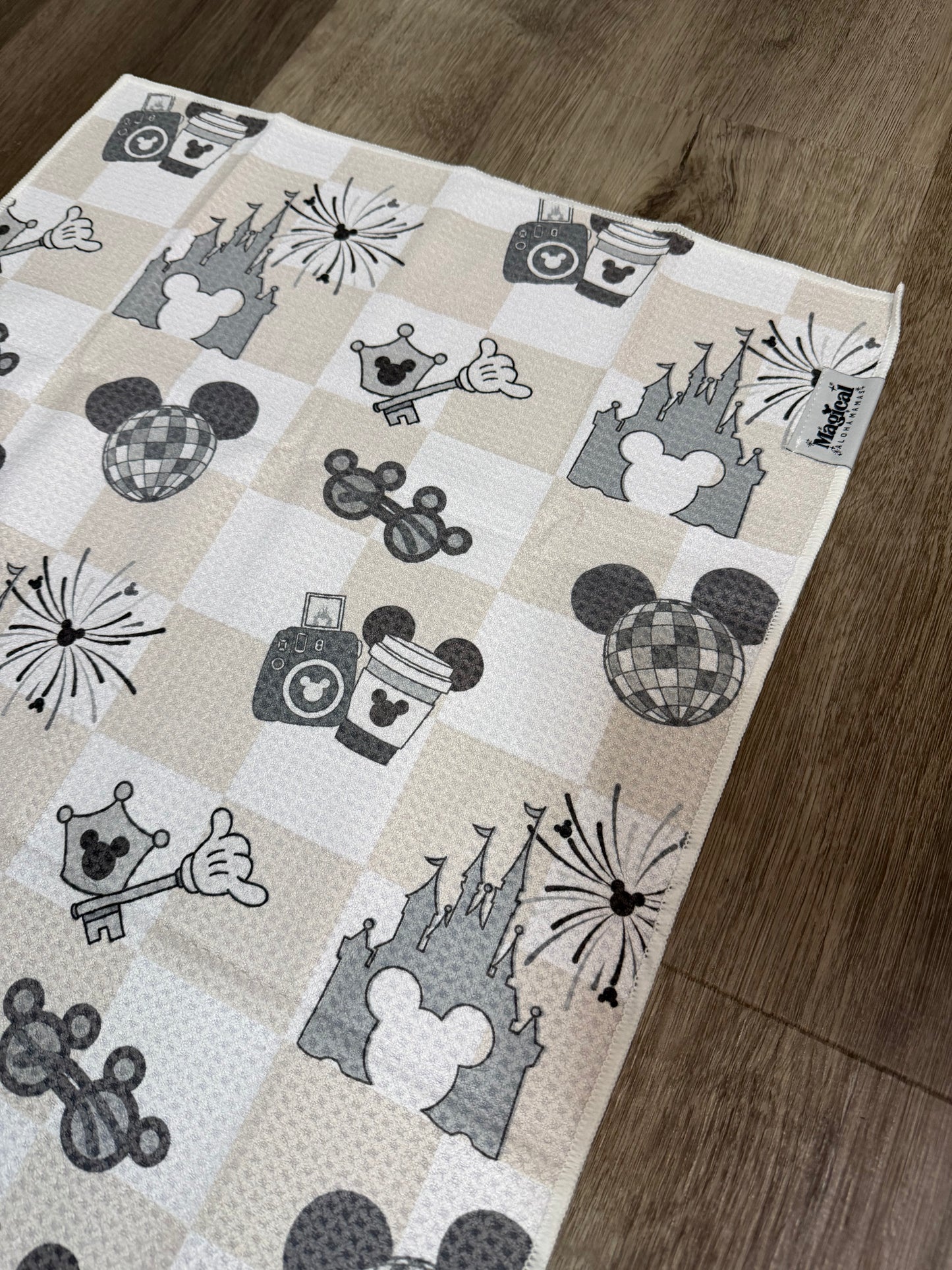 Microfiber Waffle Tea Towel - Main Street Magic Beige