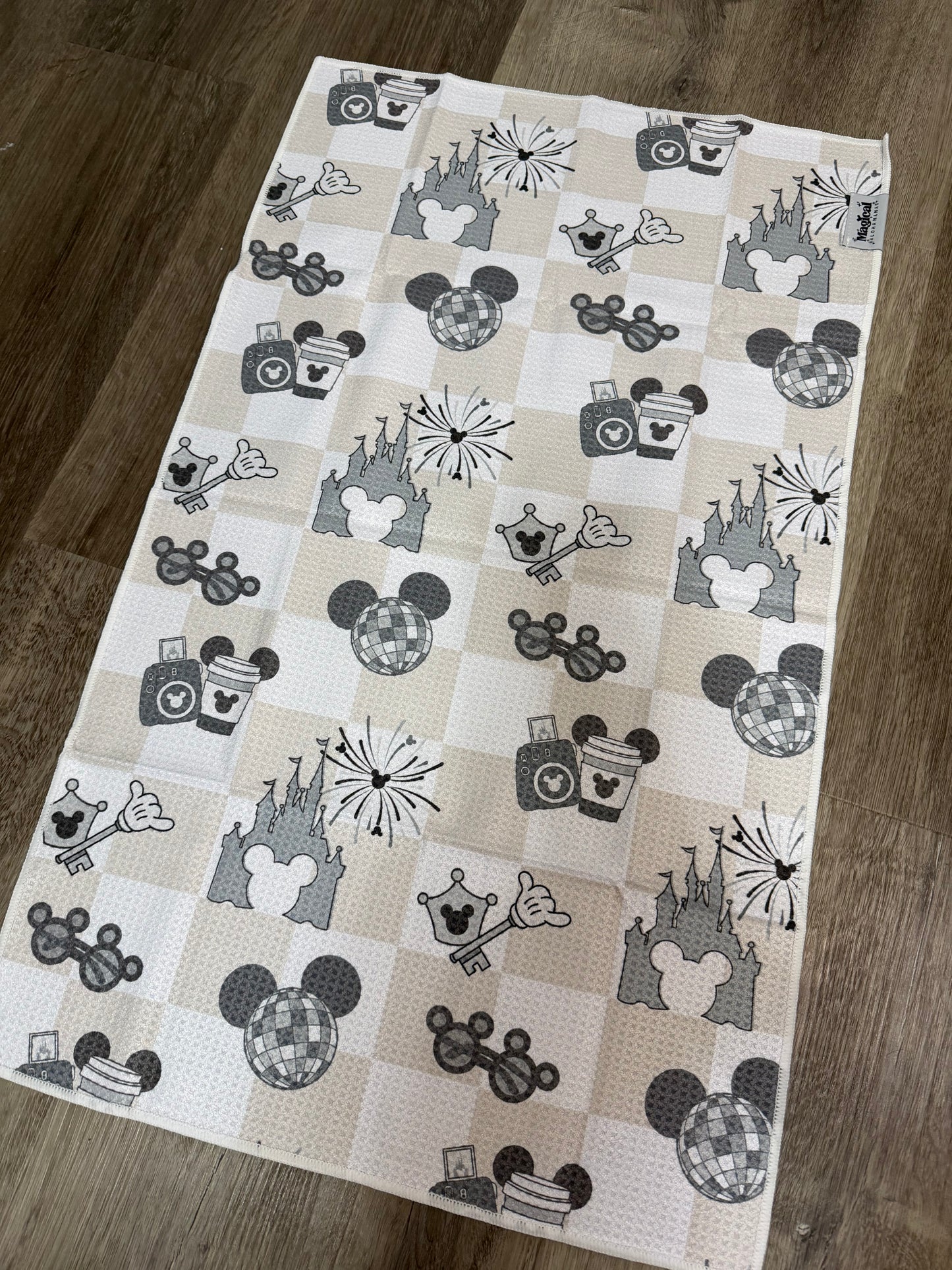 Microfiber Waffle Tea Towel - Main Street Magic Beige